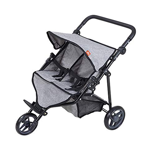 KNORRTOYS.COM-Knorrtoys 16722 Duo-Cochecito para muñecas gemelas, Color Gris Carrito Vaqueros, 64 x 48 x 55 cm