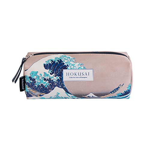 Kokonote Estuche Escolar Hokusai - Estuche Grande Cremallera - Estuche Universidad - Estuche Ola Kanagawa │ Estuche Rectangular Vuelta al Cole - Material Escolar y papelería Bonita