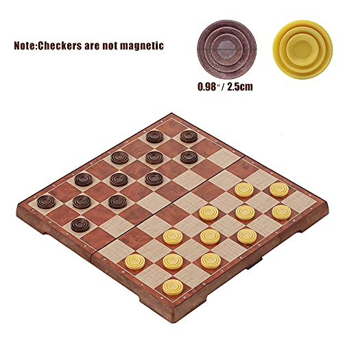 KOKOSUN Juego de damas de ajedrez, juego de mesa plegable magnético 2 en 1, 31 x 31 cm, juguetes educativos/regalo para niños y adultos (juego de damas de ajedrez)