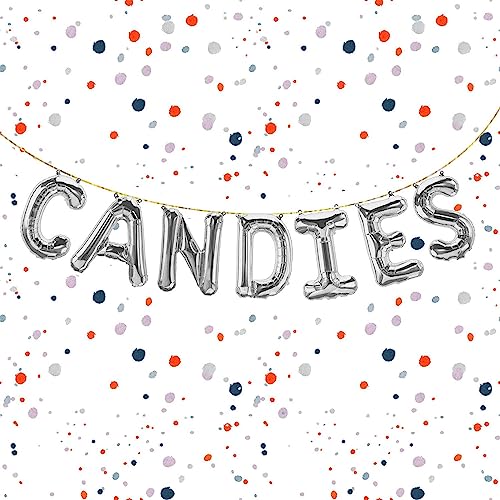 Kopper-24 Juego de globos de aluminio Candies en plata, 80 cm, decoración para barras de caramelos, cumpleaños infantiles y eventos, mima a tus invitados con dulces