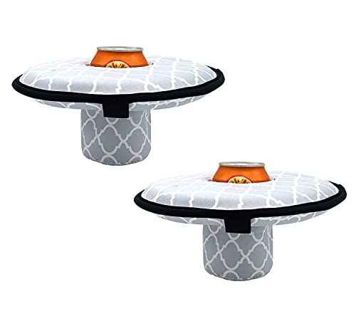 KOSTOO Soporte flotante de neopreno de gran tamaño para bebidas posavasos flotante para piscina fiesta diversión en el agua se adapta a latas delgadas botellas y latas de boca ancha 2 piezas (gris)