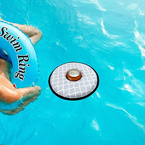 KOSTOO Soporte flotante de neopreno de gran tamaño para bebidas posavasos flotante para piscina fiesta diversión en el agua se adapta a latas delgadas botellas y latas de boca ancha 2 piezas (gris)