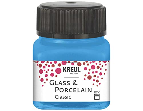 KREUL 16219 Glass & Porcelain Classic-Pintura para Cristal (20 ml, Base de Agua, Secado rápido, Opaca), Color Azul Claro