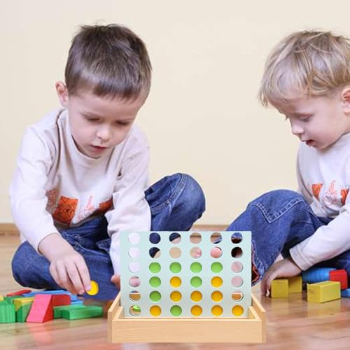 KUWAI Juego 4 en filla, Divertido Juego Plegable de 4 Juguetes en filla, Juego de 4 en filla para 2 Jugadores, Juegos educativos para Interiores y Exteriores, Juego de Mesa Familiar para niños