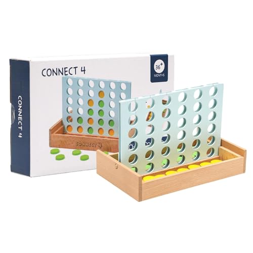 KUWAI Juego 4 en filla, Divertido Juego Plegable de 4 Juguetes en filla, Juego de 4 en filla para 2 Jugadores, Juegos educativos para Interiores y Exteriores, Juego de Mesa Familiar para niños