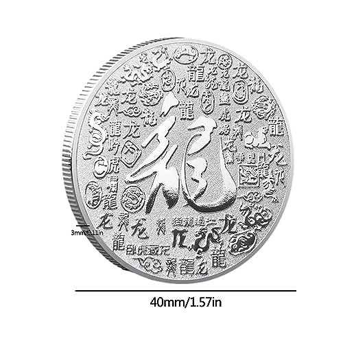 la Suerte del dragón Chino | Moneda Conmemorativa del año del dragón 2024 | Monedas en Relieve, Decoraciones año Nuevo Chino para la Riqueza y el éxito KOT-es