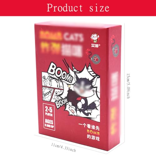 LabDip 56PCS Edición Original Bomb Cats Juego de Cartas 2023 Edición Party Pack Divertidos Juegos para Adultos Adolescentes Niños Divertidos Juegos Familiares Tarjeta 2-5 Jugadores(Rojo)