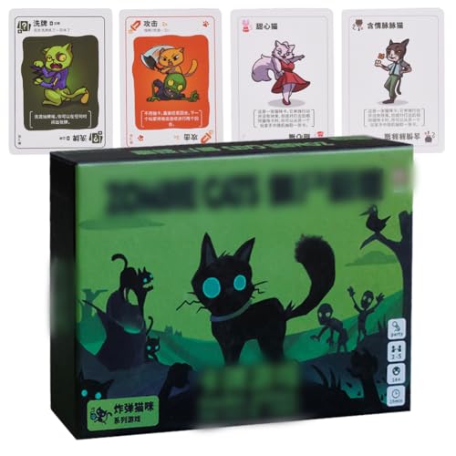 LabDip Green Zomble Cats 61PCS Juego de Naipes Paquete de Fiesta Juegos Divertidos para Adultos Adolescentes Niños Edición Original Diversión Juegos Familiares Tarjeta 2-5 Jugadores