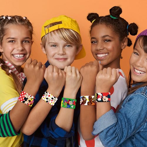 LabDip Pulseras de Bofetadas 24pcs Pulseras de Bofetadas para Niños, Mikey Banda de Pulsera de Juguete Slap Pulsera Regalo de Fiesta de Cumpleaños para Niños Niñas Fiestas de Cumpleaños