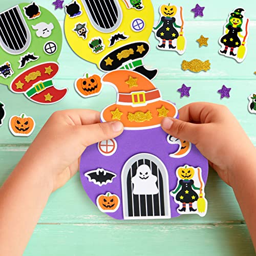 LAMEK Paquete de 12 kits de puerta de bruja para Halloween, casa de bruja, juego de manualidades para niños, manualidades, suministros de fiesta