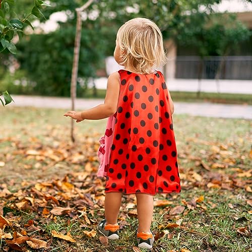 Landifor 2pcs Mariquita Disfraz Niña Lady Bug Disfraz Niña Ladybug Accesorios- Rojo y Negro Disfraces Capa y Cuerno Máscara-para Carnaval Halloween Imitación Fiesta Regalo