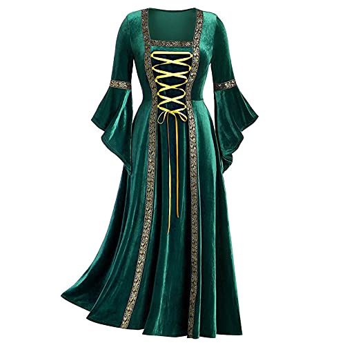 Laonajkd Disfraz Medieval Mujer Vestido Vintage Gótico para Mujer Disfraz para Halloween Mujer Disfraz de Cosplay Disfraz Edad Media Vestido Renacentista Fiestas y Eventos