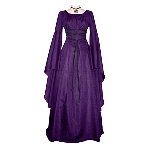 Laonajkd Vestido Medieval Mujer Vestido Vintage Gótico para Mujer Disfraz para Halloween Mujer Disfraz Cosplay Mujer Disfraz Edad Media Disfraces para Adultos Juego de Rol,Drama