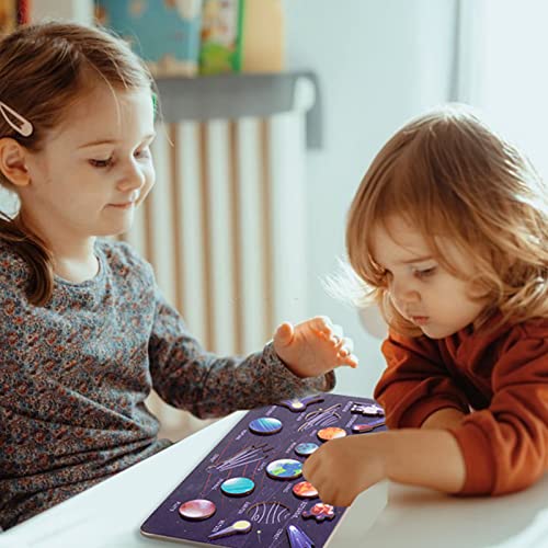 LAPONO Rompecabezas del Sistema Solar Puzzle Space Planet para Niños Juguetes Educativos de Madera Planetas Puzzles Aprendizaje de Juguete para Niño Pequeños Entrenamiento de Pensamiento（A）