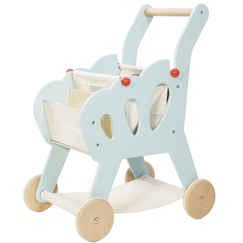 Le Toy Van - Honeybake Wooden Shopping Trolley with Detachable Bag, Supermarket Pretend Play Food Shop