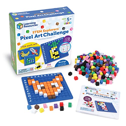 Learning Resources-El Reto del Pixel Art Explorers, 402 Piezas, 5+ años, Juguetes, Fundamentos de la programación para niños, Actividades de Stem para el Aula, Multicolor, M (LER9463)