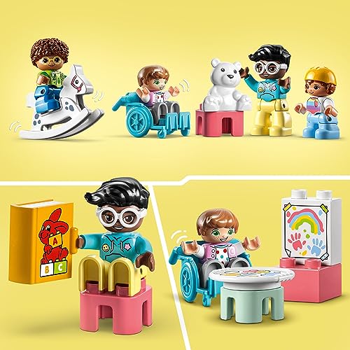 LEGO 10992 Duplo Vida en la Guardería, Juguete Educativo para Niños y Niñas de 2 Años o Más, Aprender Las Formas y los Colores, Mejorar Habilidades Motoras, 4 Figuras