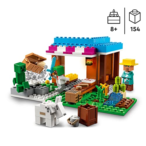 LEGO 21184 Minecraft La Pastelería, Set de Construcción Inspirado en Videojuego, Granja de Juguete y Aldea & 21179 Minecraft La Casa-Champiñón, Juguete para Niños, Idea de Regalo con Figuras de Alex