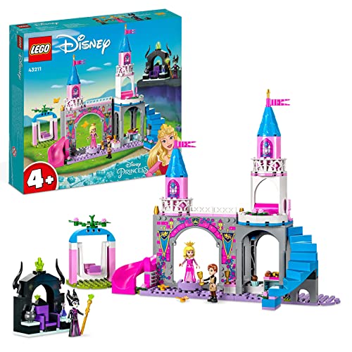 LEGO 43211 Disney Princesas Castillo de Aurora, Mini Muñecas de La Bella Durmiente, Philip y Maléfica, Juguete de Construcción para Niñas y Niños de 4 Años o Más