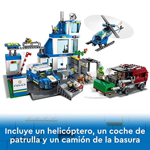 LEGO 60316 City Comisaría de Policía, Edificio con Cárcel, Helicóptero de Juguete, Furgón Policial y Camión, para Niños de 6 Años