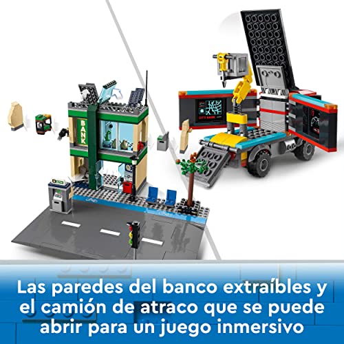 LEGO 60317 City Persecución Policial en el Banco, Helicóptero de Juguete, Dron y 2 Camiones, Idea de Regalo para Niños de 7 Años o Más