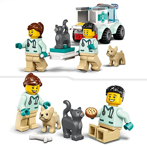 LEGO 60382 City Furgoneta Veterinaria de Rescate, Figuras de Animales, Coche de Juguete, Set Aprendizaje para Niños de 4 Años o Más, Juego Veterinario