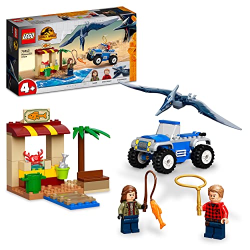 LEGO 76944 Jurassic World Fuga del Dinosaurio T. Rex, Helicóptero y Coche de Juguete + 76943 Jurassic World Caza del Pteranodon, Dinosaurio de Juguete y Coche, Juego Creativo