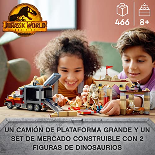LEGO 76948 Jurassic World Fuga de los Dinosaurios T. rex y Atrocirraptor, Set de Construcción Grande con Camión, Juguete para Niños de 8 Años