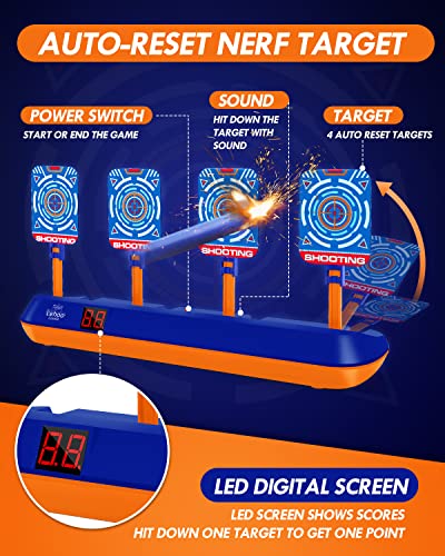 Lehoo Castle Diana Nerf, Objetivo Digital Electrónico para Nerf con Restablecimiento Automático, Incluye 60 Balas, Chaleco Táctico, Juguetes Niños, Regalos Cumpleaños Niños (Azul)