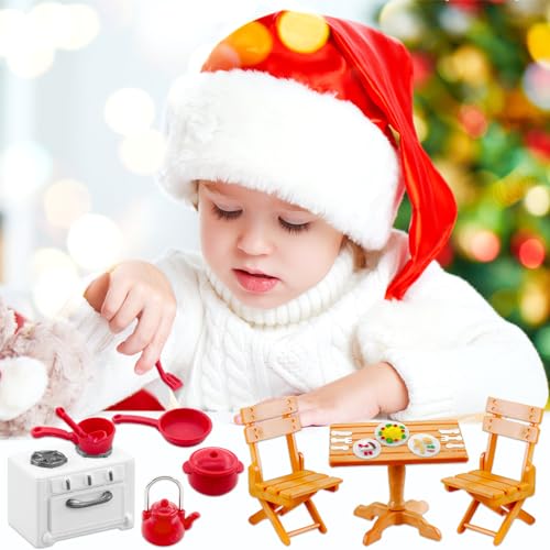 Lets Joy 19 Piezas Juego de Cocina en Miniatura, Accesorios en Miniatura, Miniatura Casa de Muñecas Decoración, Juego de Hornear en Miniatura, Mini Accesorios para Cocina Navidad Decoración