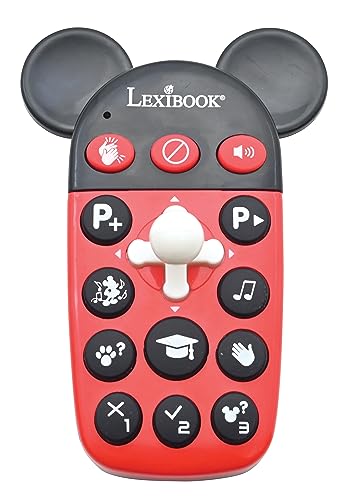 Lexibook - Disney - Robot Mickey Bilingüe - Inglés/Español, 100 cuestionarios educativos, Efectos de luz, Baile, programable, articulado, Negro/Rojo - MCH01i2