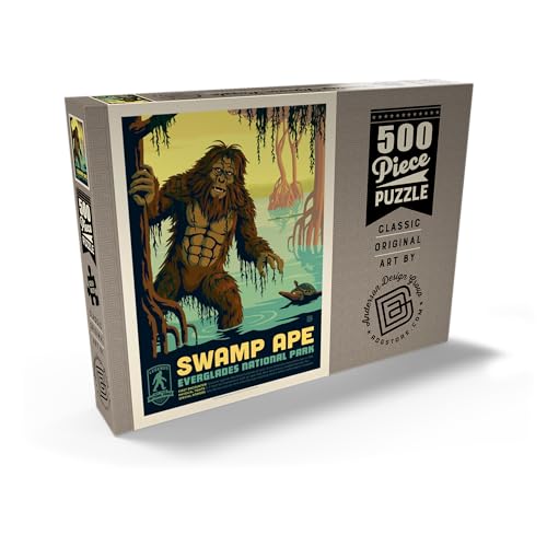 Leyendas De Los Parques Nacionales: Everglade's Swamp Ape, Póster Vintage - Premium 500 Piezas Puzzles - Colección Especial MyPuzzle de Anderson Design Group