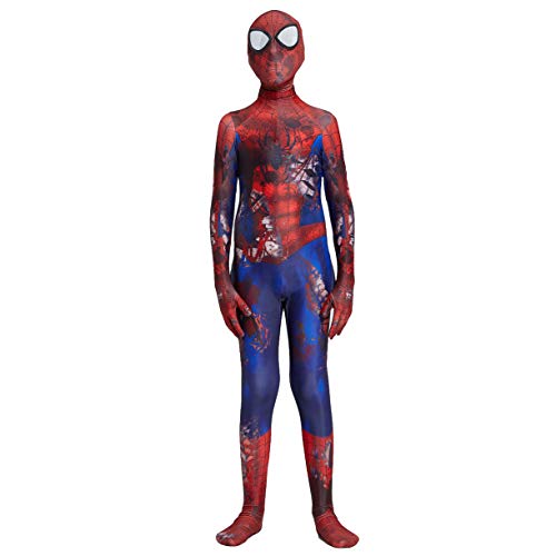 LGYCB Traje De Cosplay Cráneo del Hombre Araña Roja para Los Muchachos Niños De La Mascarada Partido del Super Héroe Body Performance Mono Película De Anime Zentai,XS(90~105CM)