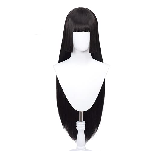 Liamiona Jabami Yumeko Anime Cosplay peluca larga recta negra para mujeres niñas + gorra de peluca gratis