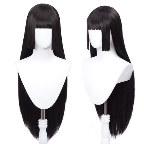 Liamiona Jabami Yumeko Anime Cosplay peluca larga recta negra para mujeres niñas + gorra de peluca gratis