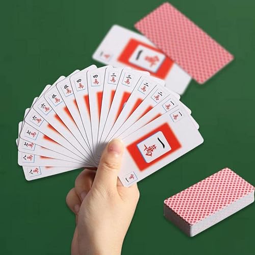 LICFER Mahjong Card Travel Set Mini Mahjong Set Tipo de Tarjeta para Adultos Travel Table Game Props Family Board Game Mahjong Card para Fiesta