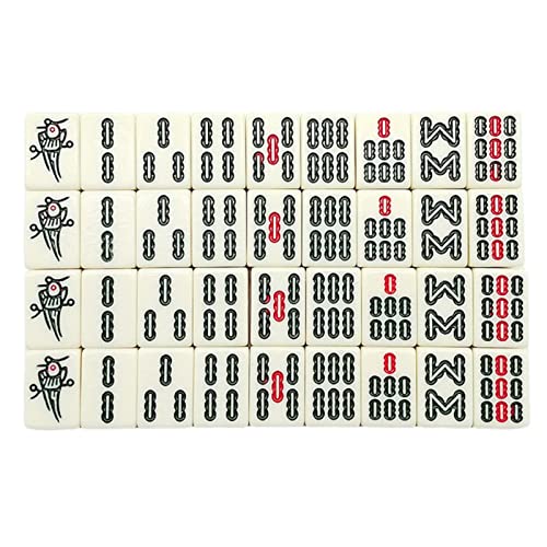 LIDCOM Minimahjong | Mini Juego Completo Majiang con 144 fichas - Travel Mah Jong Set 2 Reserve Mahjong Tiles + 2 Dice para Fiesta para Adultos