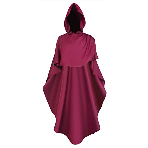 Liebeimmer Bata de sacerdote medieval fraile disfraces de cosplay de Halloween con capucha monje renacentista capa mago hechicero Cosplay Capas, envío 7 días, Vino, XXL