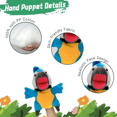 lilizzhoumax Loro de Peluche Marioneta de Mano, Loro de Peluche Lindas Muñecas de Relleno de Roedores, Bonitos Juegos de rol, Juguetes interactivos de educación temprana para niños