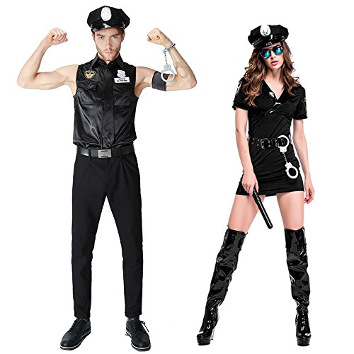 Lily&her friends - Divertido juego de policía de policía de tráfico, caballeros y señoras, uniforme de policía para hombres y mujeres, fiesta de Halloween, disfraces de pareja para hombres y mujeres