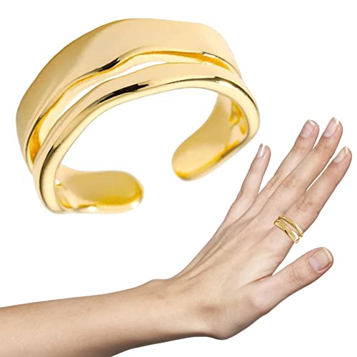 Limitoll Doble Banda,Anillos Abiertos ansiedad Plata Ley 925 para Mujer - Joyería Ajustable Fidget, Anillos Banda apilables, Anillo Fidget, Banda Boda para niñas, Anillo