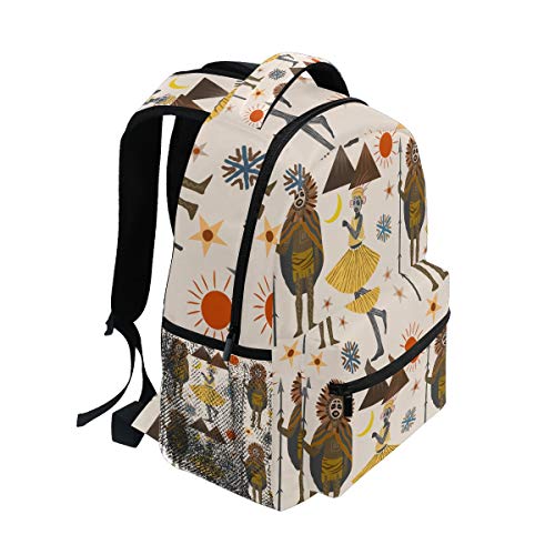 Linomo Mochila Vintage de Tribu Africano, Mochila para Libros, Camping, Senderismo, Viajes, Escuela, para niños, niñas, Hombres y Mujeres