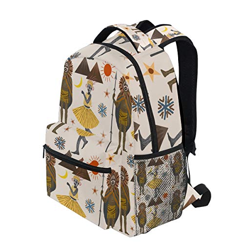 Linomo Mochila Vintage de Tribu Africano, Mochila para Libros, Camping, Senderismo, Viajes, Escuela, para niños, niñas, Hombres y Mujeres