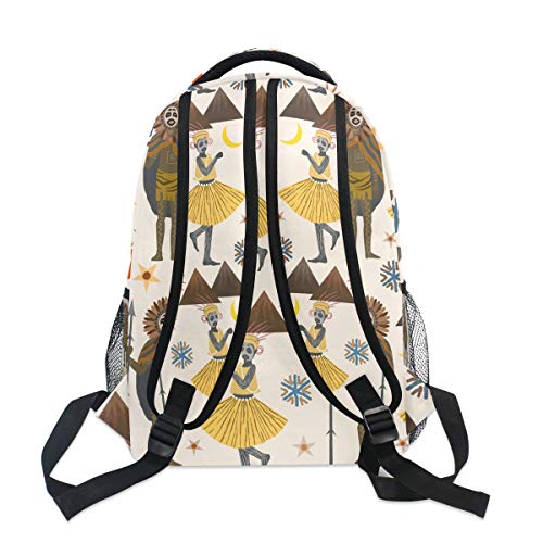 Linomo Mochila Vintage de Tribu Africano, Mochila para Libros, Camping, Senderismo, Viajes, Escuela, para niños, niñas, Hombres y Mujeres