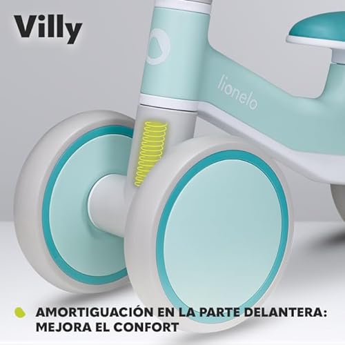 lionelo VILLY Bicicleta de Equilibrio Ligera, Correpasillos para bebés 4 Ruedas de 1 a 3 años (hasta 30 kg), Amortiguación Delantera, Asiento ergonómico, Regalo para niñas y niños (Turquoise)