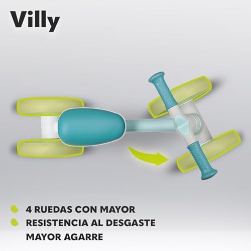 lionelo VILLY Bicicleta de Equilibrio Ligera, Correpasillos para bebés 4 Ruedas de 1 a 3 años (hasta 30 kg), Amortiguación Delantera, Asiento ergonómico, Regalo para niñas y niños (Turquoise)