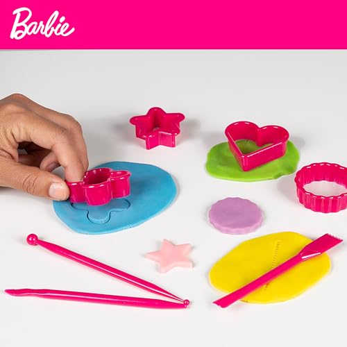 Liscianigiochi , Barbie Glitter Dough Desfile de moda, 600 g de plastilina con purpurina y kit creativo, 88867 - Juego creativo para niñas a partir de 4 años