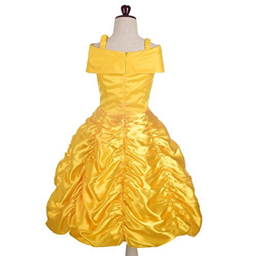 Lito Angels Vestido de Princesa Belle Disfraz la Bella y la Bestia con Corona y Accesorios para Niñas Talla 10-11 Años, Amarillo 077