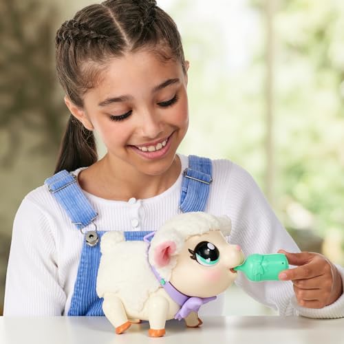 Little Live Pets - My Little Lamb Snowie, corderito interactivo, mascota para cuidar, con sonidos y movimientos, animalito de juguete camina, baila y come, niños +4 años, Famosa (LPK00010)