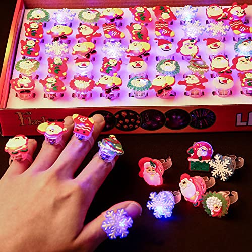 Liuer 50PCS Luminosas para Fiestas Luminosas Anillos Ajustables Cumpleaños Infantiles Niña Super Brillante LED Dedo Luces Favor de Partido para Festival Navidad Party Juguetes niños 3 4 5 6 7 Años